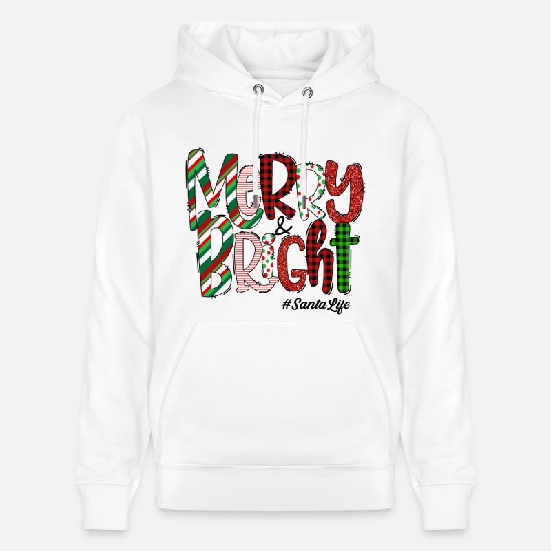 Merry Bright Festive Plaid Pattern - Stanley/Stella Unisex Bio-Hoodie CRUISER  - Weiß