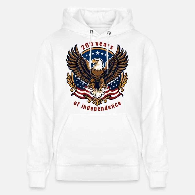 Aigle de la Liberté 250 ans - Sweat à capuche bio CRUISER Stanley/Stella Unisexe - blanc