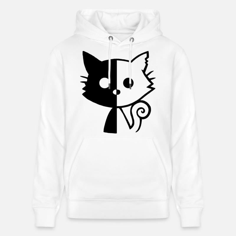 Chaton noir yin et yang - Sweat à capuche bio CRUISER Stanley/Stella Unisexe - blanc
