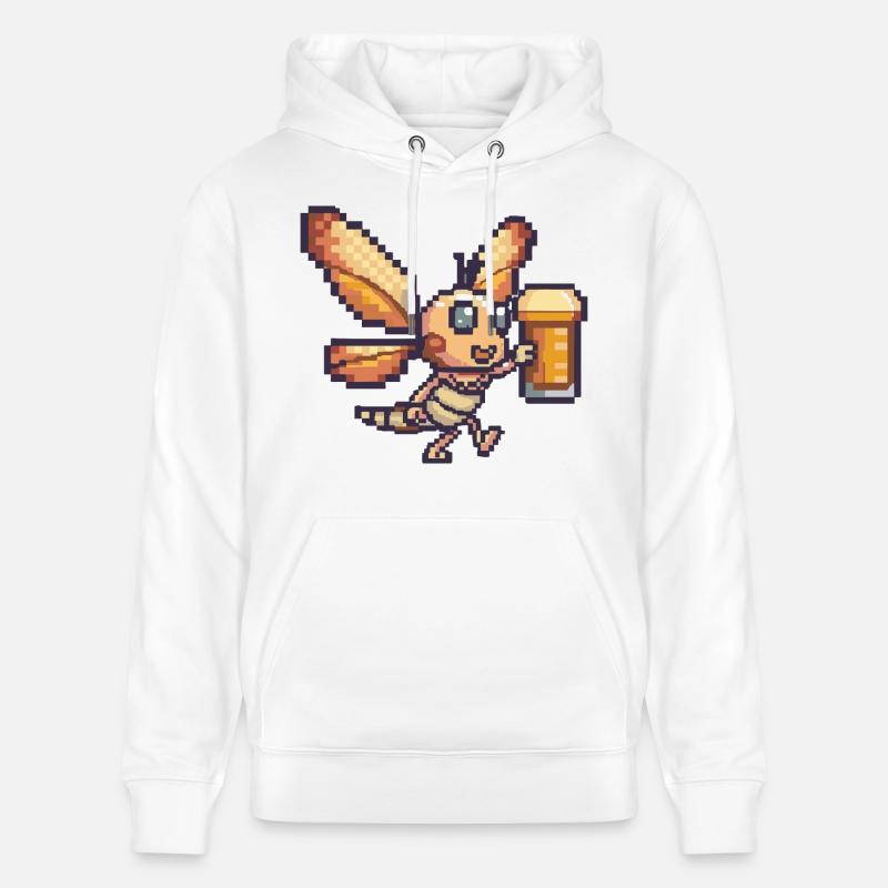 Libellule bière pixel - Sweat à capuche bio CRUISER Stanley/Stella Unisexe - blanc