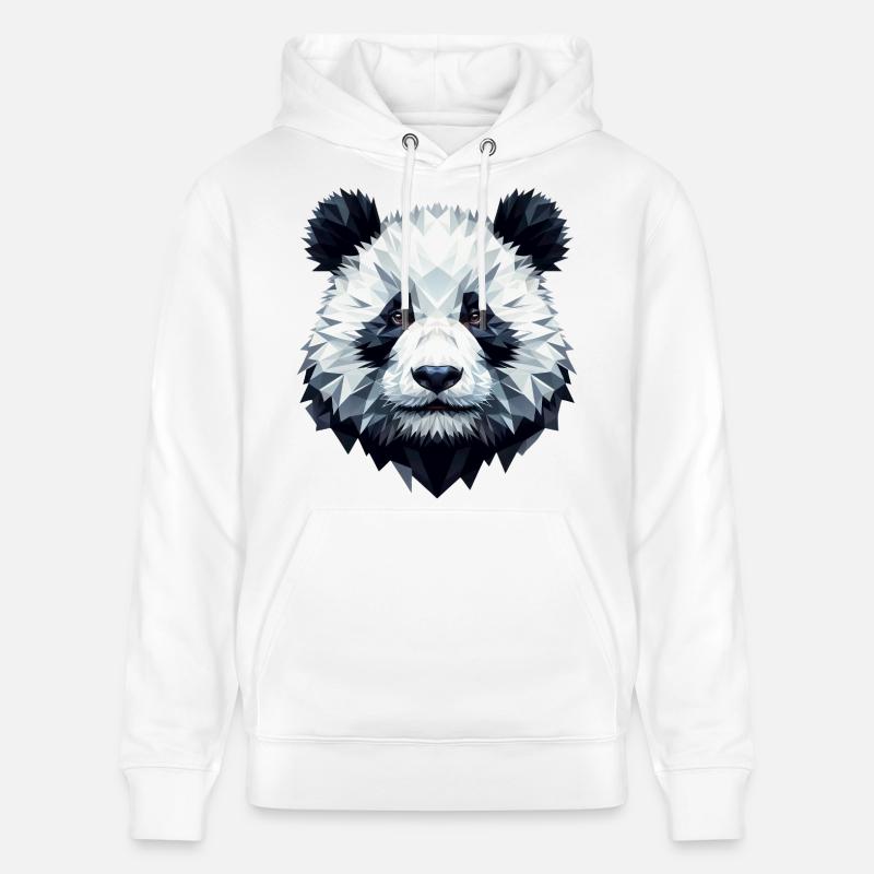 Panda Visage Polygone Art Géométrie - Sweat à capuche bio CRUISER Stanley/Stella Unisexe - blanc