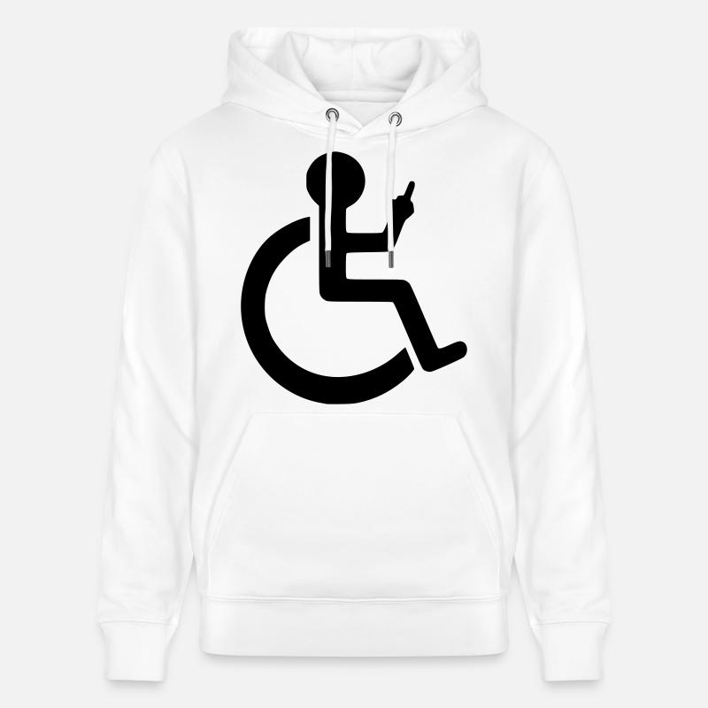 Rollstuhlfahrer mit Mittelfinger # - Stanley/Stella Unisex Bio-Hoodie CRUISER  - Weiß