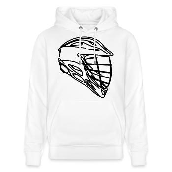 Lacrosse Helm Zeichnung - Stanley/Stella Unisex Bio-Hoodie CRUISER  - Weiß - Vorne - Alina (178cm) & Michal (187cm)