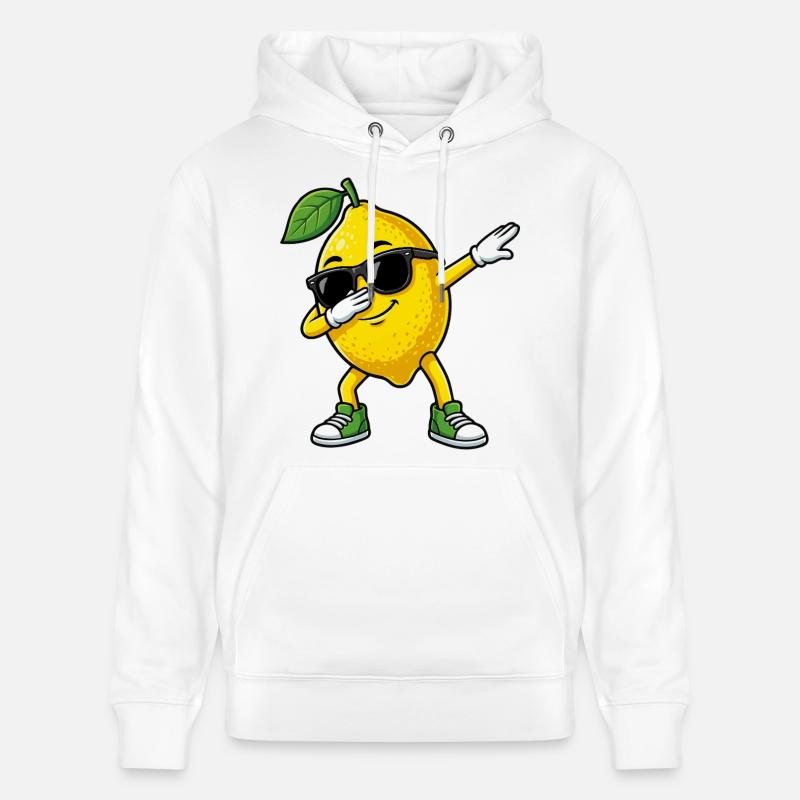 Lustige Zitrone in Dab-Pose Cartoon - Stanley/Stella Unisex Bio-Hoodie CRUISER  - Weiß