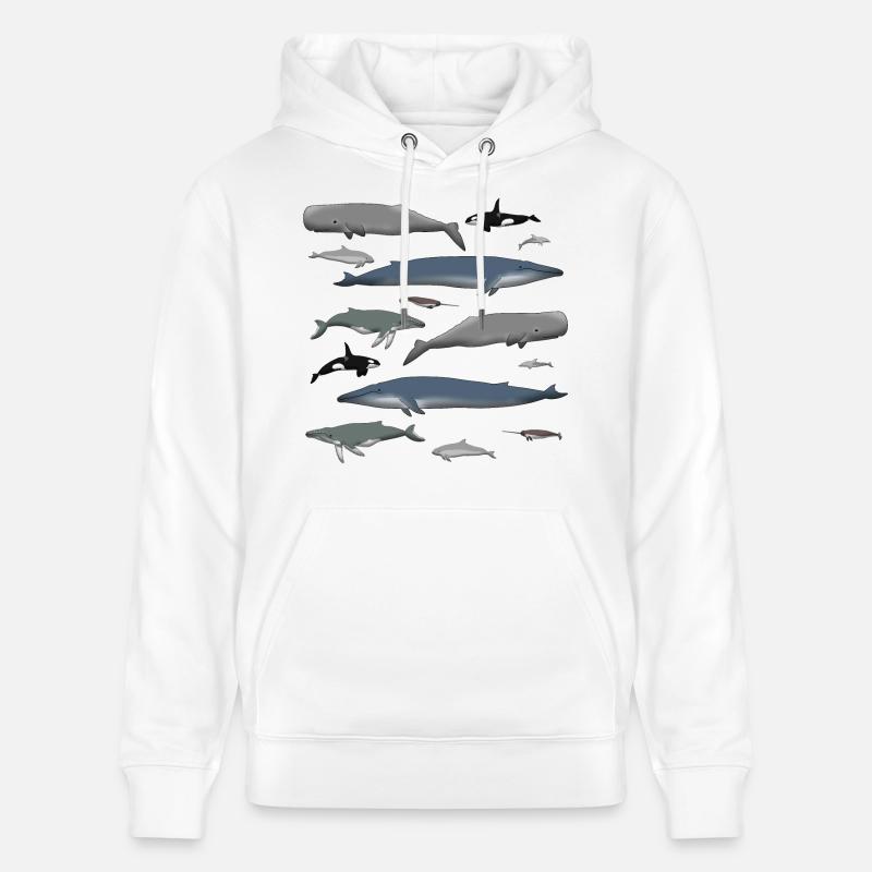 Baleines - Sweat à capuche bio CRUISER Stanley/Stella Unisexe - blanc