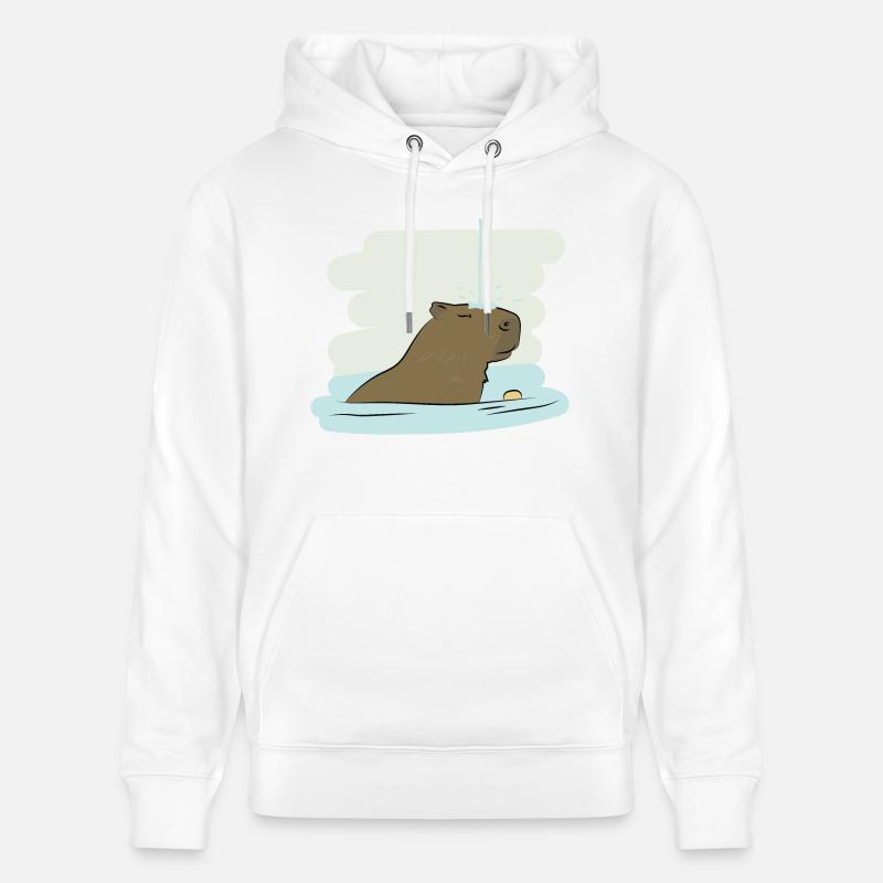 Design d’illustration « Baisers de Capybara » - Sweat à capuche bio CRUISER Stanley/Stella Unisexe - blanc