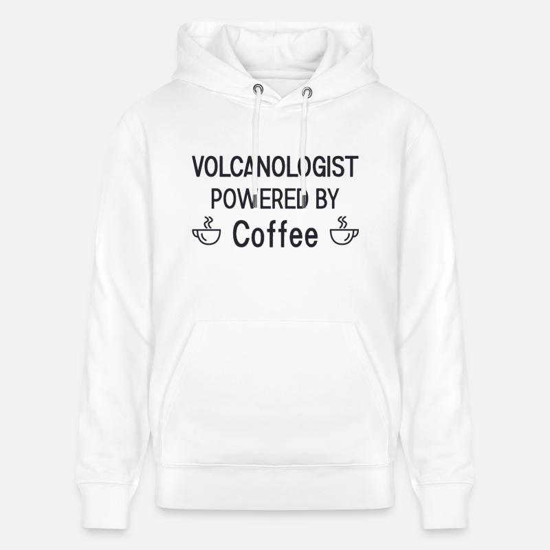 Volcanologue propulsé par Coffee Volcanology - Sweat à capuche bio CRUISER Stanley/Stella Unisexe - blanc
