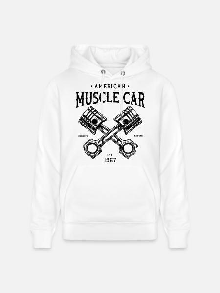 Muscle-car American Classic v8 - Stanley/Stella CRUISER Unisex Organic Hoodie - white