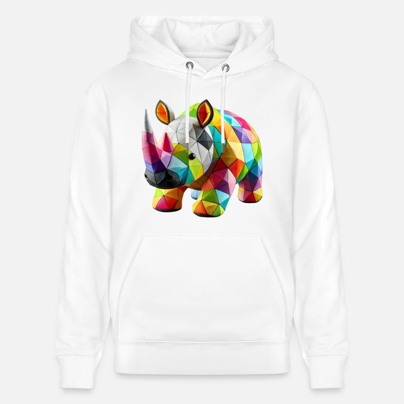 Rhinoceros Rhino Polygone Patchwork - Stanley/Stella Unisex Bio-Hoodie CRUISER  - Weiß