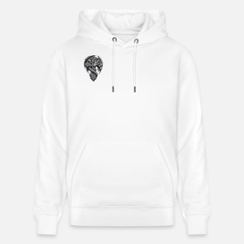 Dragon celtique sur croix nœud - Sweat à capuche bio CRUISER Stanley/Stella Unisexe - blanc