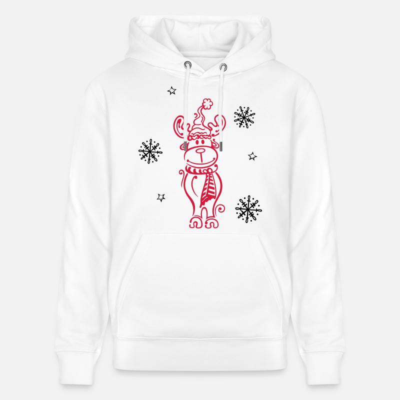 Wapiti, rennes avec des flocons - Sweat à capuche bio CRUISER Stanley/Stella Unisexe - blanc