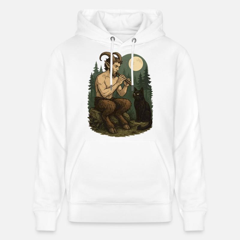Nuit Forêt Démon Flûte Faune - Sweat à capuche bio CRUISER Stanley/Stella Unisexe - blanc