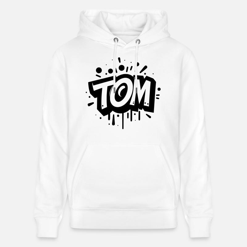 Tom Nom Prénom Graffiti - Sweat à capuche bio CRUISER Stanley/Stella Unisexe - blanc