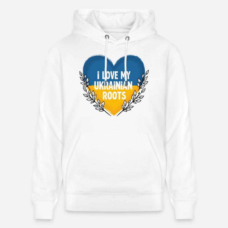 Amour ukrainien - Coeur et drapeau - Sweat à capuche bio CRUISER Stanley/Stella Unisexe - blanc