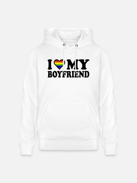 I love my boyfriend - Stanley/Stella CRUISER Unisex Organic Hoodie - white