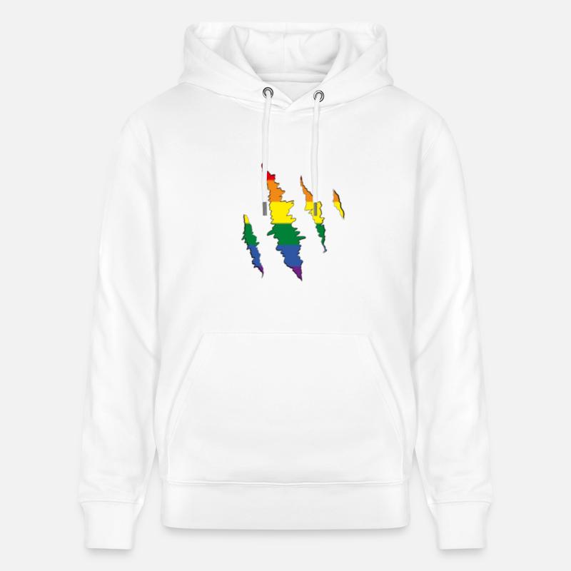 Griffe arc-en-ciel Scratch Trace - Sweat à capuche bio CRUISER Stanley/Stella Unisexe - blanc