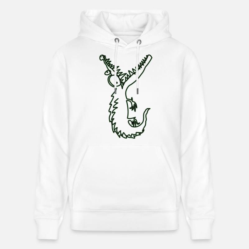 Crocodile vert Doodle - Sweat à capuche bio CRUISER Stanley/Stella Unisexe - blanc