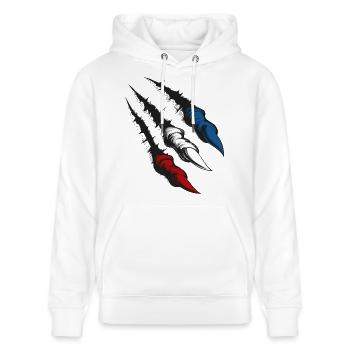 Rostocker Krallen - Stanley/Stella Unisex Bio-Hoodie CRUISER  - Weiß - Vorne - Alina (178cm) & Michal (187cm)