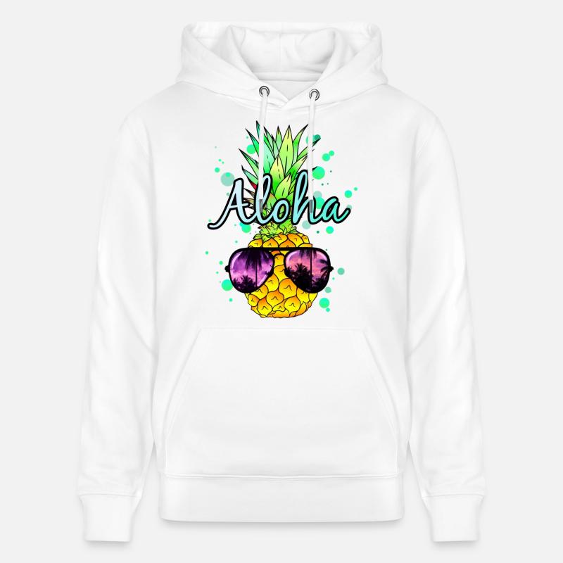 Ananas Aloha - Sweat à capuche bio CRUISER Stanley/Stella Unisexe - blanc