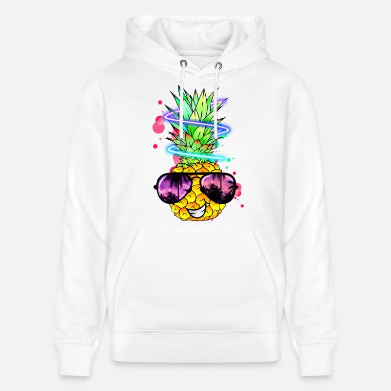 coole Ananas mit Neon Spirale - Stanley/Stella Unisex Bio-Hoodie CRUISER  - Weiß