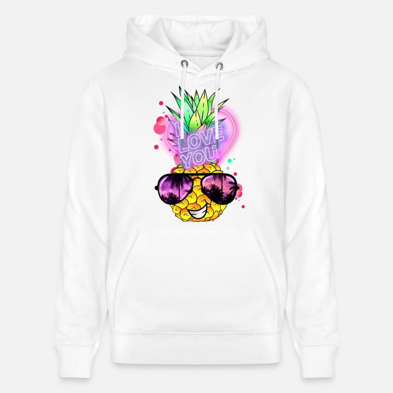 Ananas amoureux - Sweat à capuche bio CRUISER Stanley/Stella Unisexe - blanc