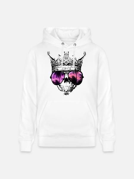 Hipster Skull King - Stanley/Stella CRUISER Unisex Organic Hoodie - white