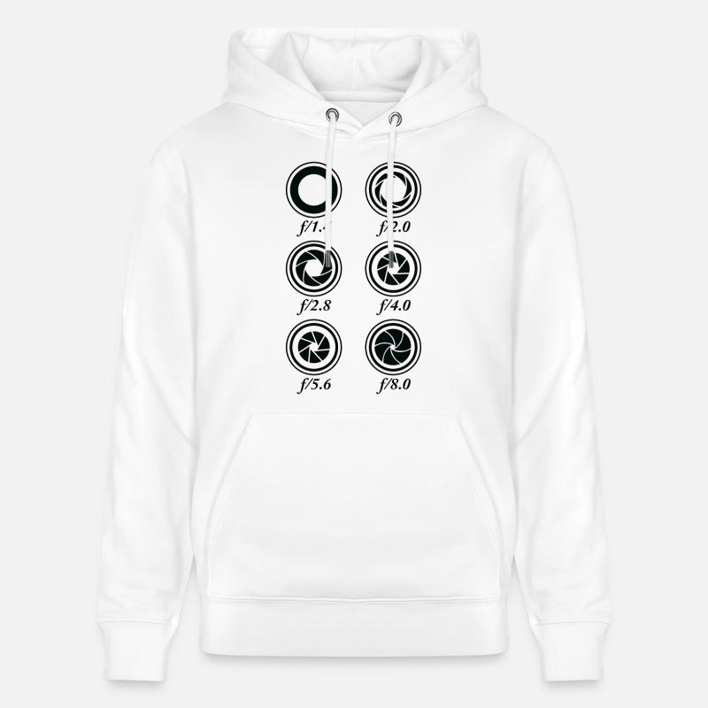 Caméra de réglage d’ouverture - Sweat à capuche bio CRUISER Stanley/Stella Unisexe - blanc