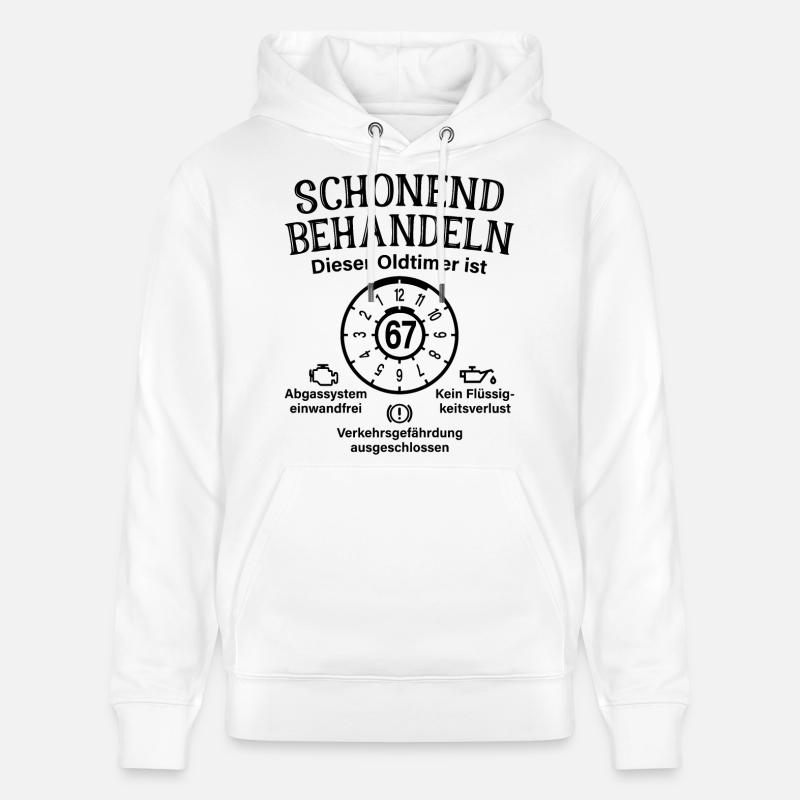 67. Geburtstag Schonend Behandeln Oldtimer Ist 67 - Stanley/Stella Unisex Bio-Hoodie CRUISER  - Weiß