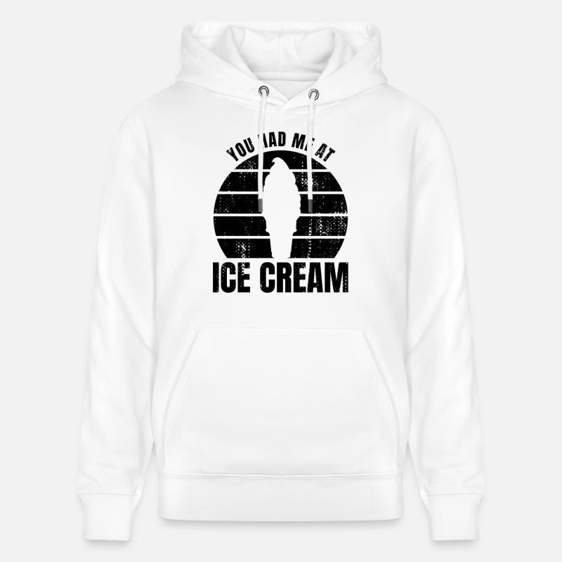 Du hattest mich bei Eiscreme - Stanley/Stella Unisex Bio-Hoodie CRUISER  - Weiß