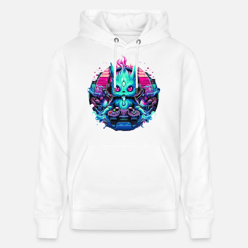 Synthwave Zocker Gaming Alien - Stanley/Stella Unisex Bio-Hoodie CRUISER - Weiß