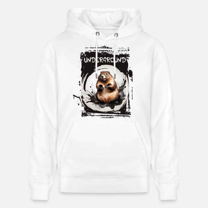 Marmotte souterraine - Sweat à capuche bio CRUISER Stanley/Stella Unisexe - blanc
