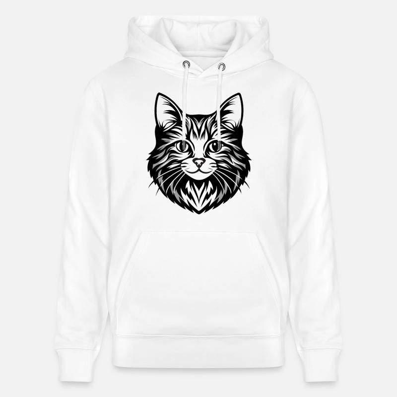 Illustration complexe de visage de chat - Sweat à capuche bio CRUISER Stanley/Stella Unisexe - blanc