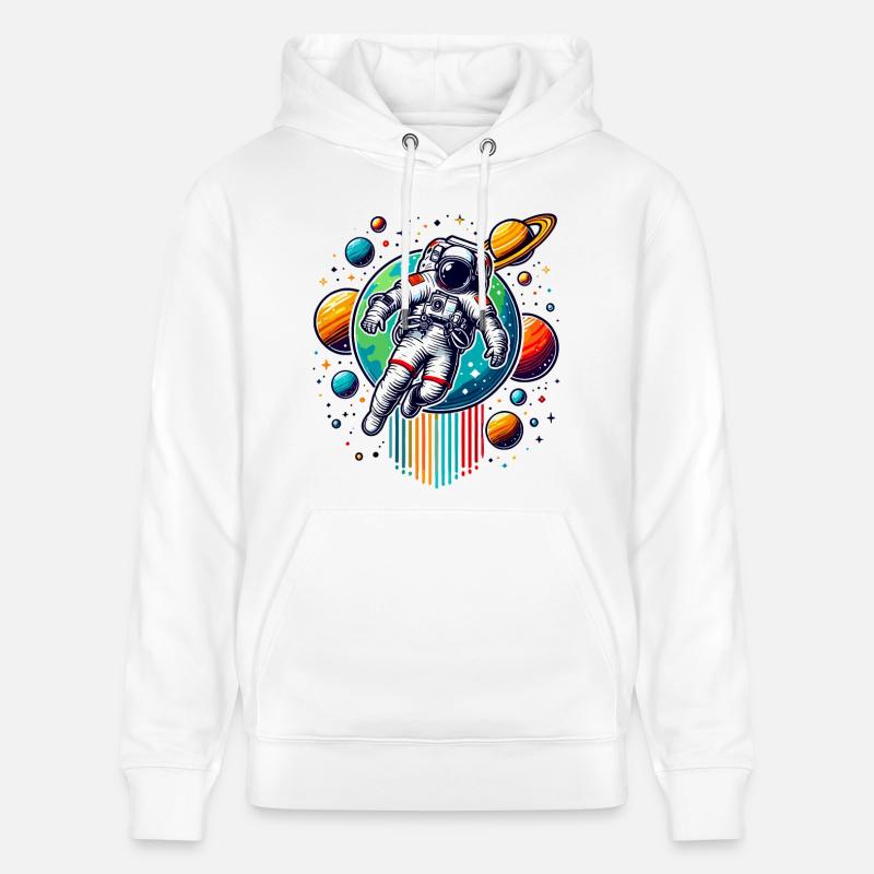 Astronautes rétro Space Planet Design - Sweat à capuche bio CRUISER Stanley/Stella Unisexe - blanc