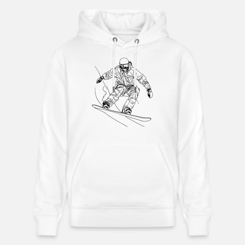 Dessin au trait du snowboarder - Sweat à capuche bio CRUISER Stanley/Stella Unisexe - blanc
