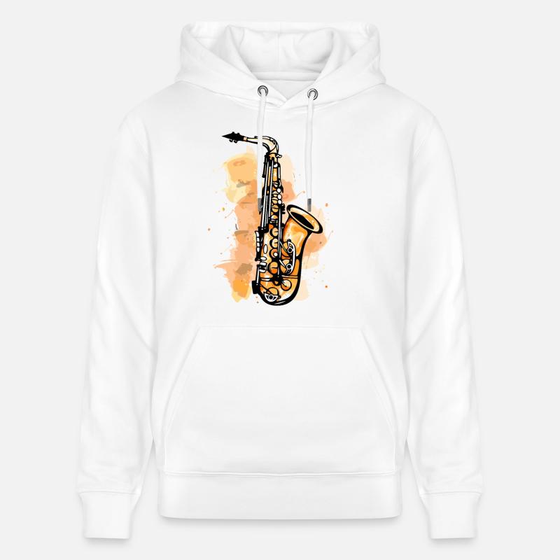 Graphisme pour saxophone - Sweat à capuche bio CRUISER Stanley/Stella Unisexe - blanc
