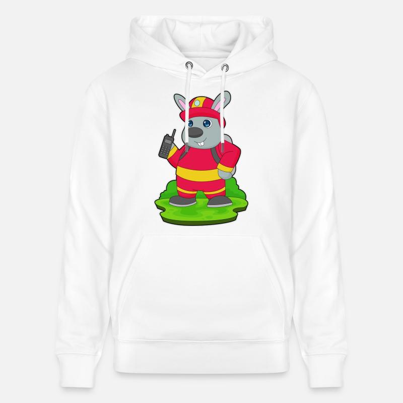 Lapin Pompier Pompier Brigade - Sweat à capuche bio CRUISER Stanley/Stella Unisexe - blanc