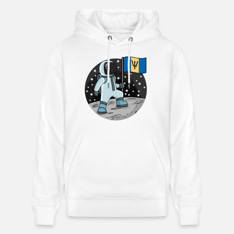Drapeau astronaute Barbade - Sweat à capuche bio CRUISER Stanley/Stella Unisexe - blanc
