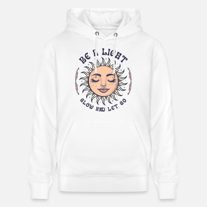 Boho Soleil Spiritualité Bohème Visage Soleil - Sweat à capuche bio CRUISER Stanley/Stella Unisexe - blanc