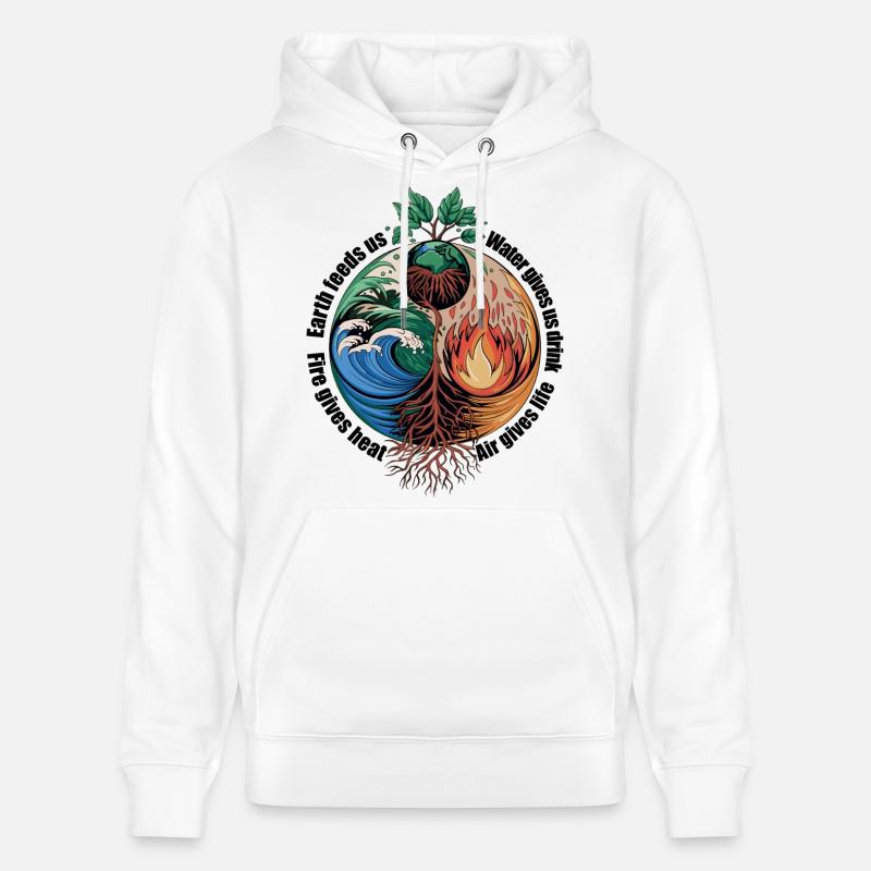 Vier-Elemente-Baum - Erde, Wasser, Feuer, Luft - Stanley/Stella Unisex Bio-Hoodie CRUISER  - Weiß