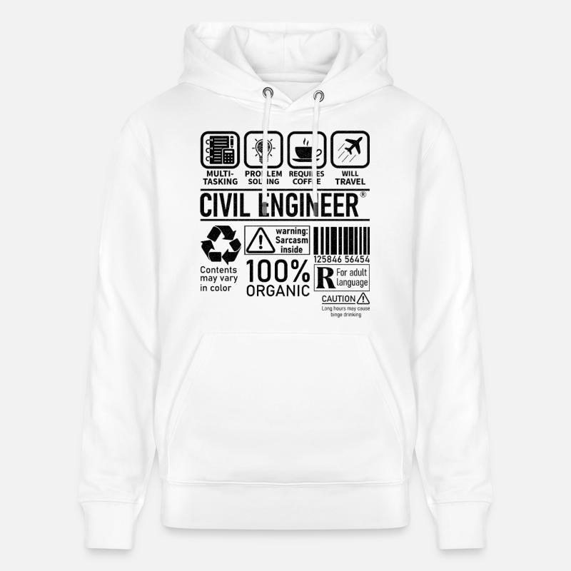 Ingénieur civil multitâche résolution de problèmes - Sweat à capuche bio CRUISER Stanley/Stella Unisexe - blanc