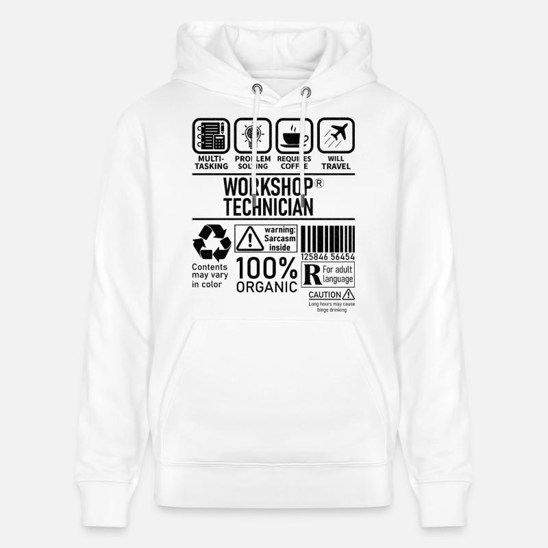 Technicien d’atelier multitâche résolution de problèmes - Sweat à capuche bio CRUISER Stanley/Stella Unisexe - blanc