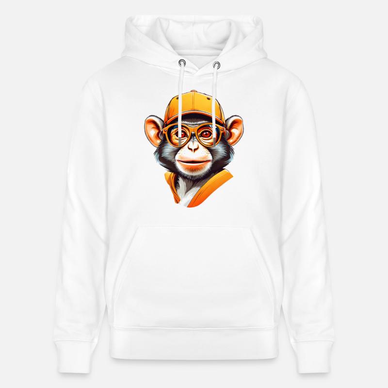 Singe cool avec casquette et lunettes - Sweat à capuche bio CRUISER Stanley/Stella Unisexe - blanc