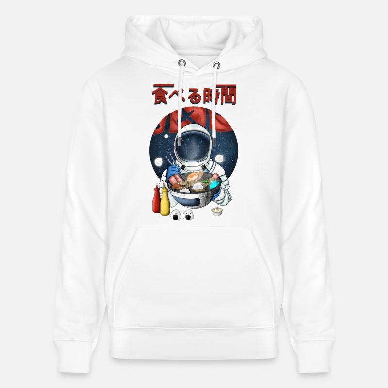 Astronaute mangeant des ramen Nightscape - Sweat à capuche bio CRUISER Stanley/Stella Unisexe - blanc