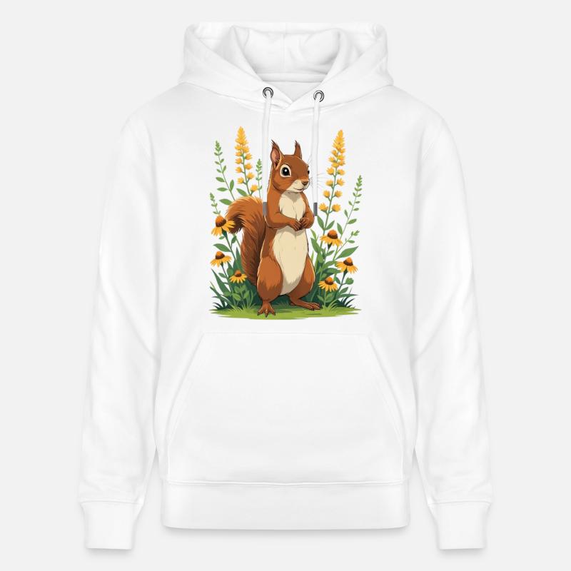 Charmant écureuil avec couronne de fleurs - Sweat à capuche bio CRUISER Stanley/Stella Unisexe - blanc