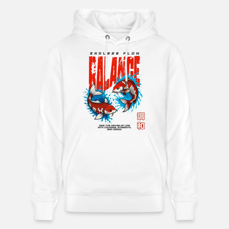 Poisson Koi - Équilibre - Sweat à capuche bio CRUISER Stanley/Stella Unisexe - blanc