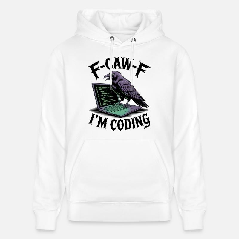 RabenCoder: Code Raven am Laptop - Stanley/Stella Unisex Bio-Hoodie CRUISER  - Weiß