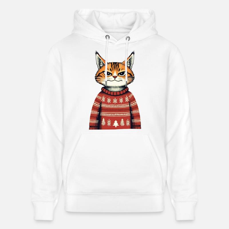 Chat de Noël - Sweat à capuche bio CRUISER Stanley/Stella Unisexe - blanc