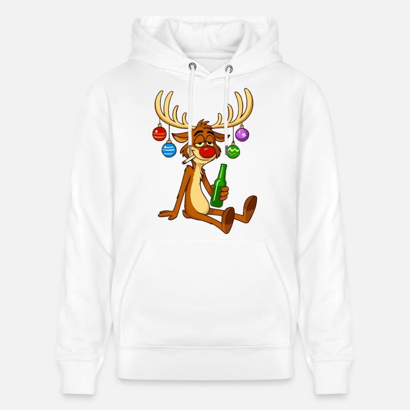 Noël drôle de renne ivre - Sweat à capuche bio CRUISER Stanley/Stella Unisexe - blanc