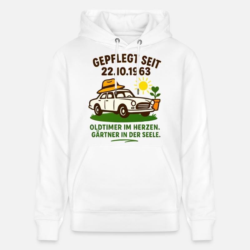 Oldtimer Herzgarten Spruch - Stanley/Stella Unisex Bio-Hoodie CRUISER - Weiß