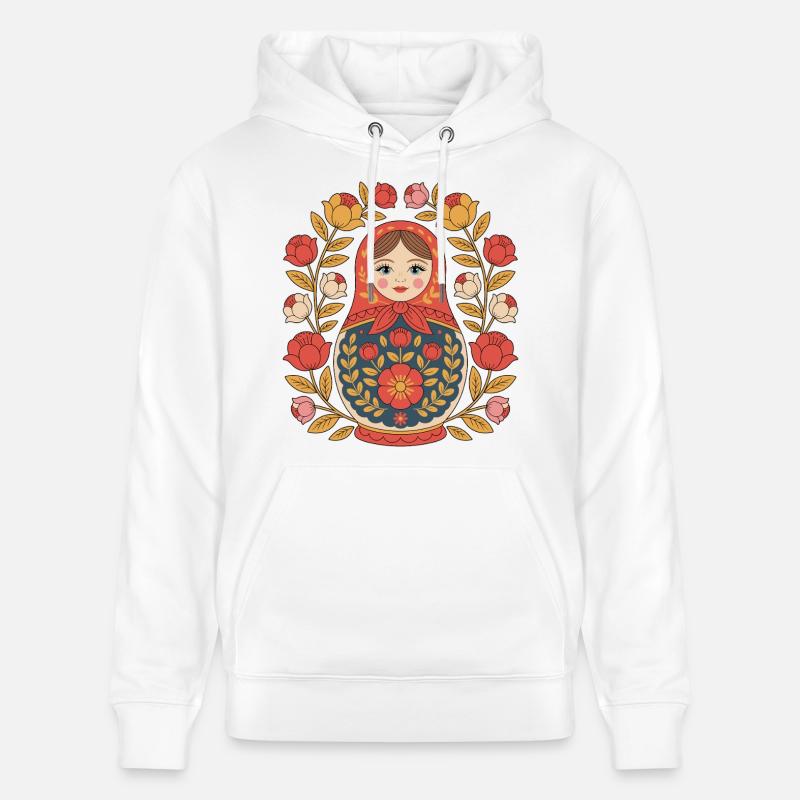 Conception de couronne de fleurs matriochka - Sweat à capuche bio CRUISER Stanley/Stella Unisexe - blanc